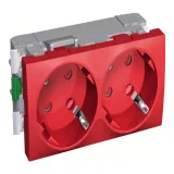 Розетка двухместная Schneider Electric ALTIRA, скрытый монтаж, с заземлением, со шторками, красный
