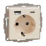 Schneider Electric MTN2367-0344 Розетка с 2xUSB, скрытый монтаж, с заземлением, бежевый
