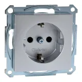 Розетка Schneider Electric MERTEN SYSTEM M, скрытый монтаж, с заземлением, со шторками, алюминий, MTN2400-0460