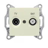 Schneider Electric SDN3401947 TV/SAT розетка проходная, бежевый, Sedna