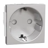 Schneider Electric UNICA MODULAR NU303730 розетка с заземляющим контактом, 16 А, 250 В, 2 модуля, алюминий
