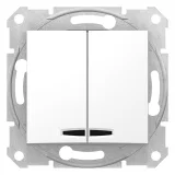 Schneider Electric SDN0300321 двухклавишный выключатель Sedna, белый, с подсветкой